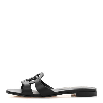 LOUIS VUITTON Calfskin LV Isola Flat Sandals 38 Black