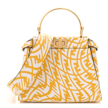 FENDI X SARAH COLEMAN Vitello Liberty Shiny Nappa Plexiglass FF Vertigo Mini Peekaboo Iconic Satchel Mimosa White