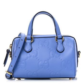 GUCCI Gilbert Calfskin Jumbo GG Embossed Super Mini Top Handle Bowler Bag Bloom Lavender