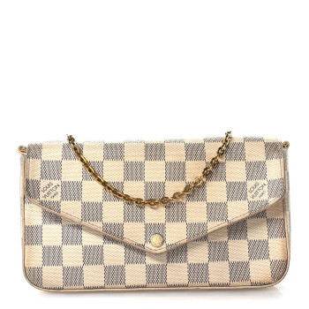 LOUIS VUITTON Damier Azur Pochette Felicie Chain Wallet Rose Ballerine