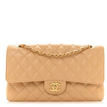 CHANEL Caviar Quilted Medium Double Flap Beige