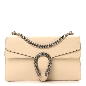 GUCCI Textured Calfskin Crystal Small Dionysus Shoulder Bag Mystic White