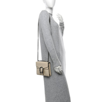 GUCCI Textured Calfskin Crystal Mini Dionysus Shoulder Bag Mystic White