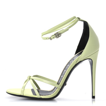 GUCCI Nappa Charlotte GG Ankle Strap High Heel Sandals 39.5 Pistachio Green