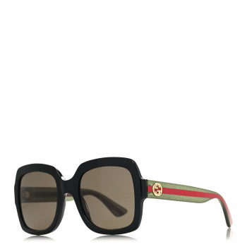 GUCCI Acetate Square Frame Web Glitter Sunglasses GG0036S Black Green