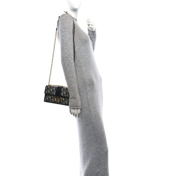 CHRISTIAN DIOR Oblique 30 Montaigne East West Chain Flap Bag Blue