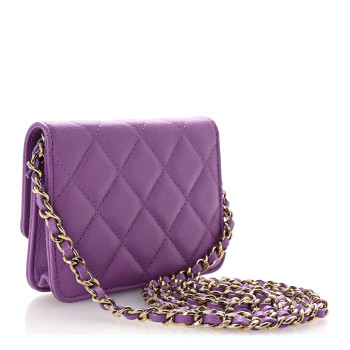 CHANEL Caviar Quilted Mini Chain Bag Purple