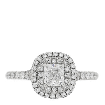 TIFFANY Platinum Diamond .53ct Soleste Cushion Cut Double Halo Engagement Ring 51 5.75