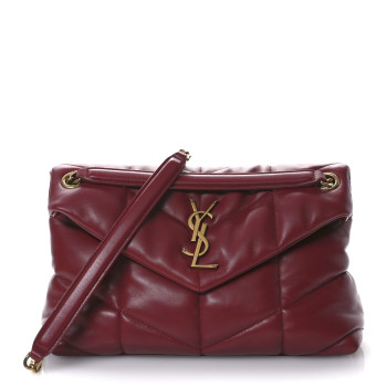 SAINT LAURENT Lambskin Quilted Small Loulou Puffer Monogram Chain Satchel Red