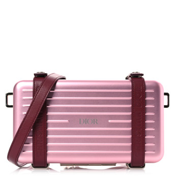 CHRISTIAN DIOR X RIMOWA Aluminum Personal Clutch On Strap Rose