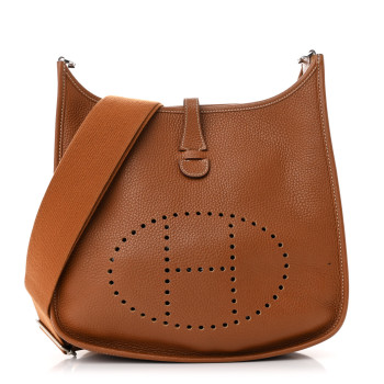 HERMES Taurillon Clemence EVELYNE III PM Gold