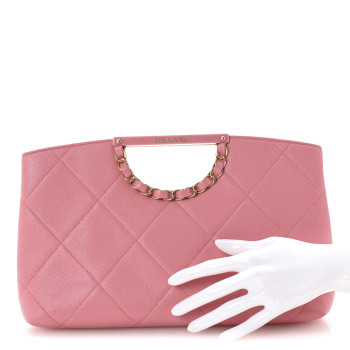 CHANEL Caviar Quilted A Real Catch Clutch Pink