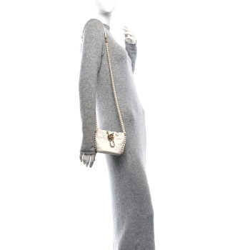 CHANEL Calfskin Quilted Pearl Mini About Pearls Drawstring Bucket Bag White