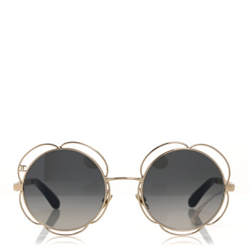 CHANEL Metal Round Camellia Sunglasses 71573 Gold