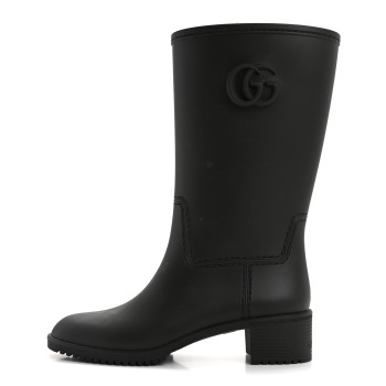 GUCCI Rubber Double G Womens Rain Boots 37 Black