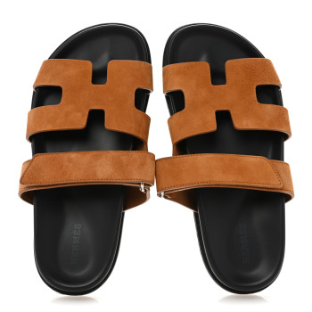 HERMES Suede Goatskin Womens Chypre Sandals 36.5 Naturel HERMES Suede Goatskin Womens Chypre Sandals 36.5 Naturel