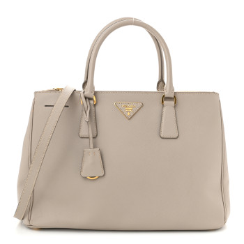 PRADA Saffiano Medium Galleria Double Zip Tote Pomice