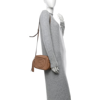 GUCCI Pebbled Calfskin Small Soho Disco Bag Camelia