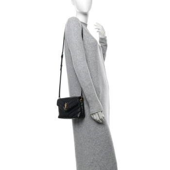 SAINT LAURENT Calfskin Y Quilted Monogram Toy Loulou Crossbody Bag Black