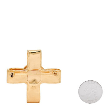 CHANEL CC Cross Brooch Gold