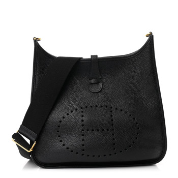 HERMES Taurillon Clemence Evelyne III PM Black
