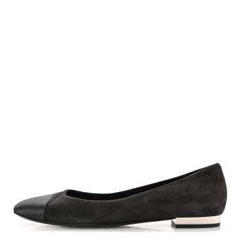 CHANEL Suede Satin Cap Toe Ballerina Flats 40 Grey