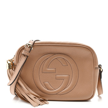 GUCCI Pebbled Calfskin Small Soho Disco Bag Camelia