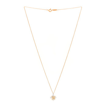 TIFFANY Platinum 18K Yellow Gold Diamond Schlumberger Lynn Pendant Necklace