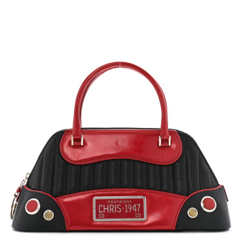 CHRISTIAN DIOR Patent Calfskin Patent Trailer Trash Cadillac Tote Red Black