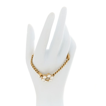 GUCCI Pearl GG Marmont Bracelet Aged Gold Pearl Cream