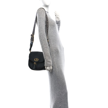CHRISTIAN DIOR Grained Calfskin Large Bobby Flap Black