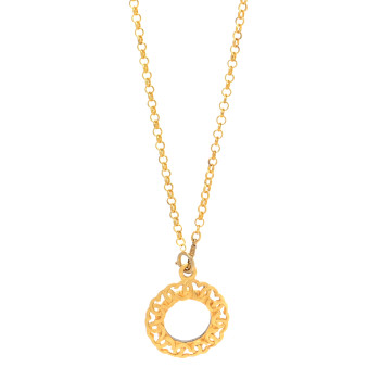 CHANEL Metal Magnifying Glass CC Chain Pendant Necklace Gold