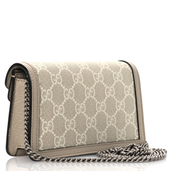 GUCCI GG Supreme Monogram Textured Dollar Calfskin Super Mini Dionysus Shoulder Bag Beige Mystic White Oatmeal