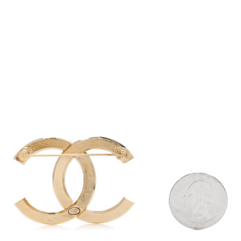 CHANEL Baguette Crystal CC Brooch Black Gold