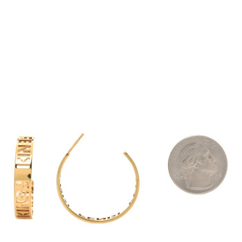 FENDI Bronze Small Signature Hoop Earrings Gold
