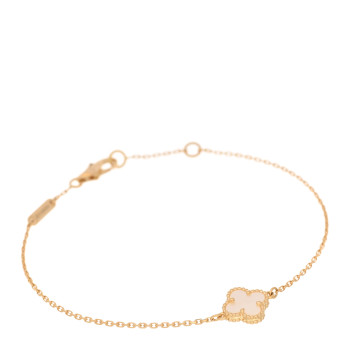 VAN CLEEF & ARPELS 18K Yellow Gold Mother of Pearl Sweet Alhambra Bracelet