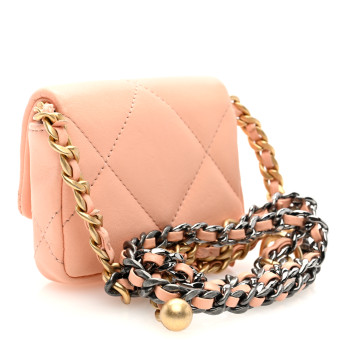 CHANEL Lambskin Quilted Chanel 19 Flap Belt Bag Light Orange