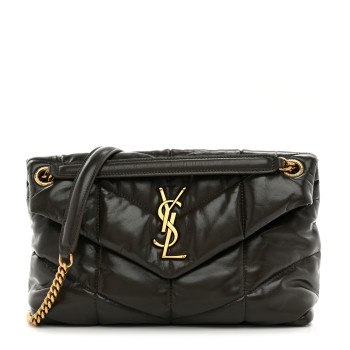 SAINT LAURENT Lambskin Quilted Small Loulou Puffer Monogram Chain Satchel Light Musk