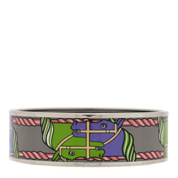 HERMES Enamel Printed Quadrige Wide Bracelet 70