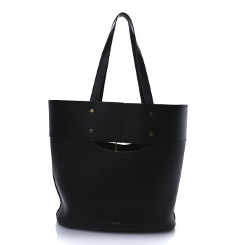 CHLOE Smooth Grained Calfskin Medium Aby Tote Black