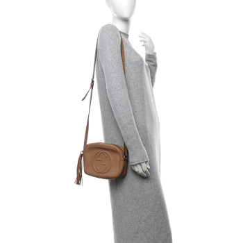 GUCCI Pebbled Calfskin Small Soho Disco Bag Camelia