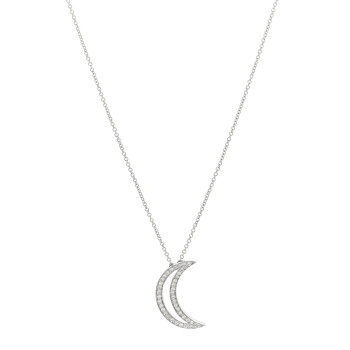 TIFFANY Platinum Diamond Moon Pendant Necklace