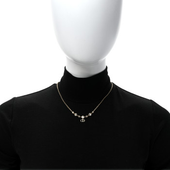 CHRISTIAN DIOR Metal Crystal Claire D Lune Necklace Gold