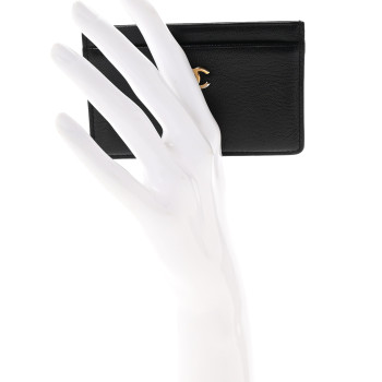 CHANEL Goatskin CC Card Holder Black