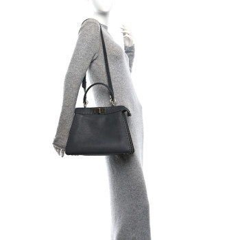 FENDI Cuoio Romano Selleria Chamois Medium Peekaboo I SEE U Satchel Asfalto Camelia