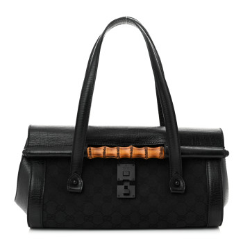 GUCCI Monogram Bamboo Bullet Bag Black