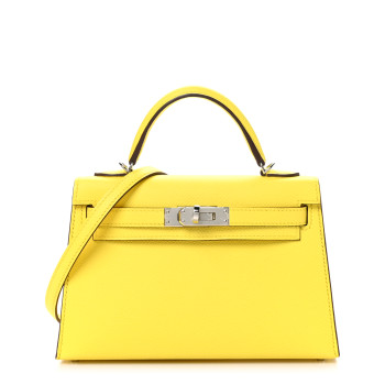 HERMES Epsom Mini Kelly Sellier 20 Jaune Citron