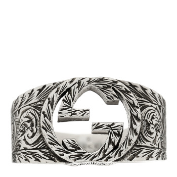 GUCCI Sterling Silver Interlocking GG Signet Ring 64 10.75