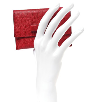 SALVATORE FERRAGAMO Pebbled Calfskin Flap Card Holder Lipstick