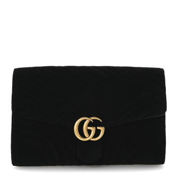 GUCCI Velvet Matelasse GG Marmont Clutch Black